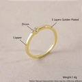 Bague cœur en cuivre doré avec triple placage et incrustation de pierres zircon - 6 Zircons Cœur Taille 7