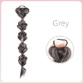 Grey multi-braided wig ponytail extension with black elastic band for women - Bubble Braided Ponytail / White Tea Grey