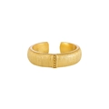 Minimalist S925 sterling silver open ring in golden frosted finish with bead accents - WJ170/Wide Version / Adjustable Open / 18K Gold