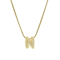 Gold plated 18k brass initial N pendant necklace with snake chain and zircon stones - Necklace N / Gold