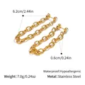 Detail view of gold chain drop earrings with measurements showing 6.2cm length and zirconia - Gold (YYE025422)