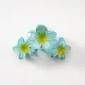 Blue and yellow gradient plumeria hair claw clip with a resin translucent finish - Light Blue Triple Plumeria [11cm]