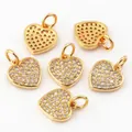 Gold-plated heart pendant with pavé cubic zirconia showing front and back details - Heart Type C / Gold