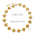 Golden heart link necklace in stainless steel, length 40cm plus 5cm extension chain - Necklace / Gold