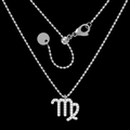 Silver-colored Virgo zodiac necklace with sparkling cubic zirconia on a black background - Virgo / Silver