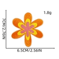 Detailed size view of a retro floral embroidered patch in orange, pink and yellow - Style 13 (Layered Flower)