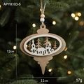 Decorazione natalizia in legno con casa di renne e ritaglio di foresta bianca - Stile Ovale Legno Naturale