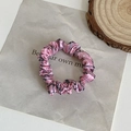 Pink plaid silk hair scrunchie accessory for women's buns on decorative paper - Pink Plaid