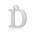 Polished silver stainless steel capital letter D charm pendant with hanging ring - Letter D(LA060-Dx5)