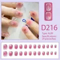 Pink and purple gradient press-on nails with silver foil and rhinestones decoration - Pink Purple Smudge Shell Gold Foil (D216)