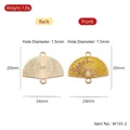 Detailed view of yellow enamel fan pendant with pink plum blossom for DIY jewelry - Yellow