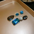 1-Silver Pin Earrings-Gold-Blue