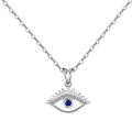 S925 sterling silver evil eye necklace with blue crystal and cubic zirconia stones - Eyelash Decoration Blue Eye (DY190661) / 925 Silver