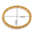 Gold bamboo-style titanium steel bangle for women with 55mm by 48mm inner diameter size - Water Drop Bead Style / Gold