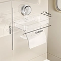Transparenter Bad-Papierhalter mit Saugnapf und Ablage kleine Größe 225mm - Klein / Transparent