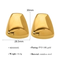 Klassische 18K vergoldete Herz-Ohrstecker mit polierter geometrischer Spiegeloberfläche - Trapez Gold Stil (SE010105)