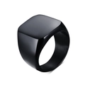 Anillo de sello cuadrado minimalista para hombre en acero inoxidable negro pulido - Talla US 7 / Negro