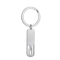 Silver stainless steel rectangular keychain pendant with hollow letter M engraving - Letter M