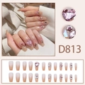 Funkelnde Herz-Stern lange Ballett-Kunstnägel mit rosa Farbverlauf und Glitzer-Akzenten - Rosa Herz-Strass-Stil(D813) / 24 Stück/Box