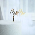 Golden mirror acrylic Mr&Mrs wedding cake topper for elegant anniversary decoration - Gold MR&MRS