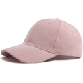 Classic corduroy baseball cap in light pink finish with textured six-panel design - Adjustable / Pink