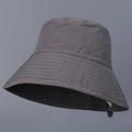 Detalle de sombrero de sol gris oscuro con costuras reforzadas en ala ancha - M (56-58cm) / Gris