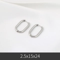 Polished silver stainless steel oval hoop earrings in a minimalist U-shaped design - 2.5*15*24mm / Steel
