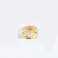 Floral golden open ring featuring elegant white cluster pearls in a minimalist design - Flower (Gold)