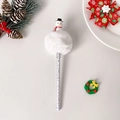 Détail d'un stylo à bille de Noël avec bonhomme de neige, pompon et décorations - Bonhomme de neige