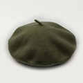 Classic dark green wool felt beret for women with a vintage round French painter style - M (56-58cm) / Army Green