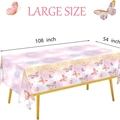 Große Einweg-Plastiktischdecke mit rosa Schmetterlingsmotiv, Größe 108 x 54 Zoll - Klein - Bunter Schmetterling Stil