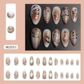 Uñas postizas press on nails 3D metálicas abstractas naranja y azul forma almendra - W2051 Resplandor Estelar (W2051) / 24 piezas con pegamento