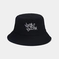 Bob noir avec broderie Peso Pluma blanche, chapeau de soleil en coton style street - Taille unique / Noir