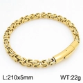 Pulsera bizantina dorada de acero inoxidable para hombre, 210mm por 5mm - Estilo B Cadena Delgada (KB210949-Z) / Dorado