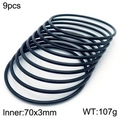 Set of 9 black 3mm minimalist bangles in 70mm inner diameter made of titanium steel - 9Pcs Set-Black (KB181572-KFC)
