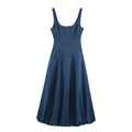 Vestido midi sin mangas azul oscuro con elegante dobladillo de globo y brillo - XS / Verde azulado