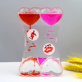Dual heart liquid motion timer with red and pink oil drops and romantic romantic text - SY01 Heart Rose