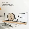 Reloj de sobremesa minimalista LOVE con marco de metal negro y esfera de madera natural - LOVE / Negro