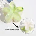 Elegant flower hair claw clip with double-sided gradient green and cream resin design - Two-tone Green Flower