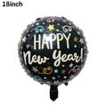 18 inch round black Happy New Year foil balloon with colorful stars party decoration - Union Jack Style Star Round Balloon