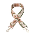 Close-up of pink and green geometric embroidery on adjustable fabric bag strap - 3.8CM / Pink Green (Gold Buckle)