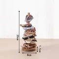 Solid wood hair scrunchie holder stand with circular base and vertical 20cm pillar - Walnut Color Medium Scrunchie Holder