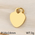 Polished golden heart pendant 16x14mm in stainless steel with a hanging loop - Gold Heart 16x14mm Style (KP120371-Z)