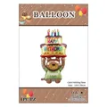 Three-layer birthday cake balloon with bear holding celebrate sign 124x59cm size - Bear Holding Cake / Backing Card Included