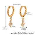 Detail showing gold snake dangle earrings dimensions and weight in stainless steel - Twist Snake Pendant Earrings (Q159)