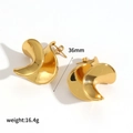 Orecchini minimalisti in acciaio inossidabile dorato a torsione con diametro 36 mm - Stile a Piastra Torta Geometrica (TE60216)