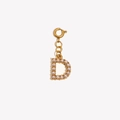 18K gold plated stainless steel letter D charm with pearls and spring clasp - Letter D