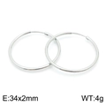 Classic silver stainless steel hoop earrings in 34x2mm size for women and men - 34mm(KE99149-Z)