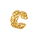 French retro hollow flower crown open ring in 18K gold plated stainless steel - Hollow Heart (RG-06-3)