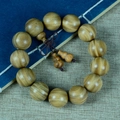 Grüne Sandelholz-Perlen aus Argentinien mit Wellenmaserung und Kürbis-Anhänger - Kürbis Stil / 18mm x 13 Stk